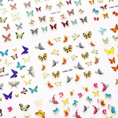 Nail Art Stickers Decals, Self-adhesive, for Nail Tips Decorations, Butterfly Pattern