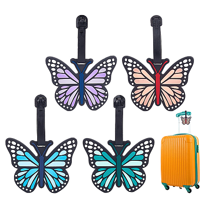 4шт. 4 цветов ПВХ багажные бирки, держатели визиток, бабочка