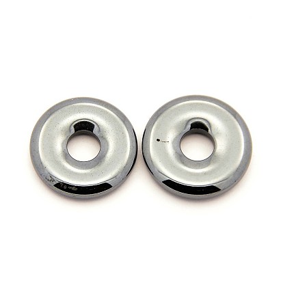 Non-magnetic Synthetic Hematite Pendants, Grade AA, Donut/Pi Disc, 20x4mm, Hole: 5.5mm