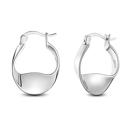 925 Sterling Silver Hoop Earrings, Twisted