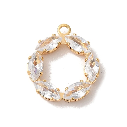 Латунные микропаве прозрачные подвески с фианитом, без никеля , круглый со слезой