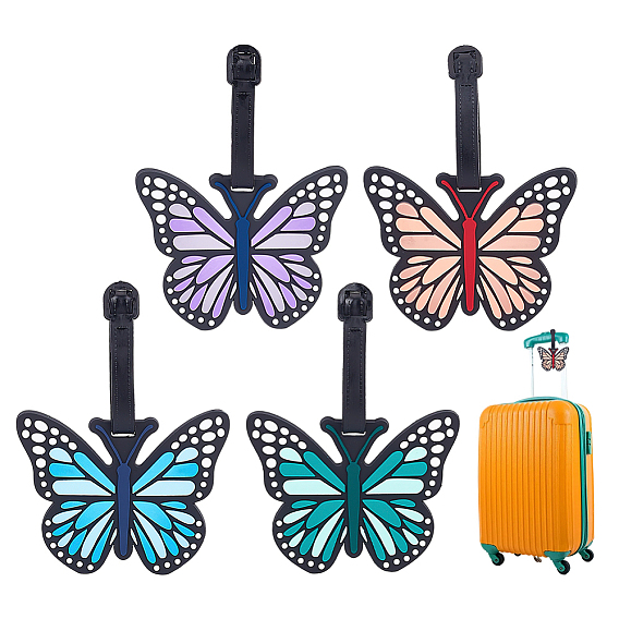 4шт. 4 цветов ПВХ багажные бирки, держатели визиток, бабочка