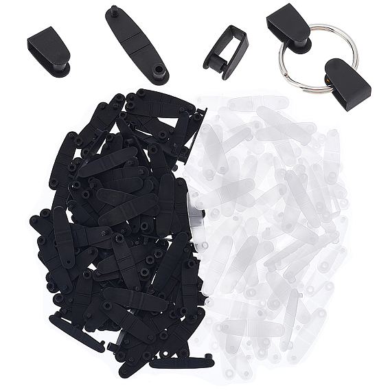 200 шт. 2 цвета зажим для ремня для значка, соединитель для брелока, пластиковый зажим для брелока для держателя карты, шнурки, брелоки, ремешок для держателя удостоверения личности