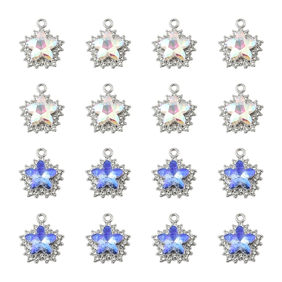 10 шт. 2 цвета стойки из сплава с подвесками со стразами, звезда, платина / золотой