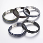 Braided Leather Cord Bracelets, with 304 Stainless Steel Magnetic Clasps, Greek Pattern