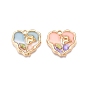 Стойки обшивки сплава эмали подвески, без кадмия, без никеля и без свинца, золотой свет, сердце с цветочным шармом