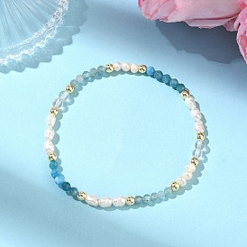 Браслеты для женщин из натурального апатита, кварца и культивированного пресноводного жемчуга., круглые, С немагнитным синтетическим гематитом