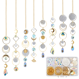 Наборы для самостоятельного изготовления ловца солнца из ракушек, включить прыжковые кольца, Латунные соединительные колечки, бордюрные цепи, железные застежки с крючками, стеклянные подвески