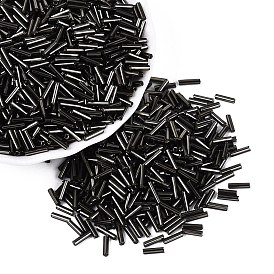 Silver Lined Glass Bugle Beads, Round Hole