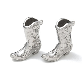 Pendentifs en acier inoxydable, botte de cowboy ornée de breloques à motifs floraux