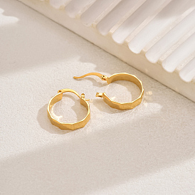 Vintage Circle Minimalist Brass Hoop Earrings, French Style Daily Commute Women's Jewelry