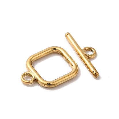 Ion Plating(IP) 304 Stainless Steel Toggle Clasps, Square