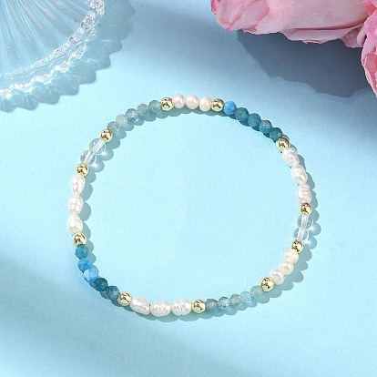 Браслеты для женщин из натурального апатита, кварца и культивированного пресноводного жемчуга., круглые, С немагнитным синтетическим гематитом