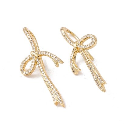 Clear Cubic Zirconia Knot Dangle Earrings, Brass Jewelry for Women, Cadmium Free & Lead Free
