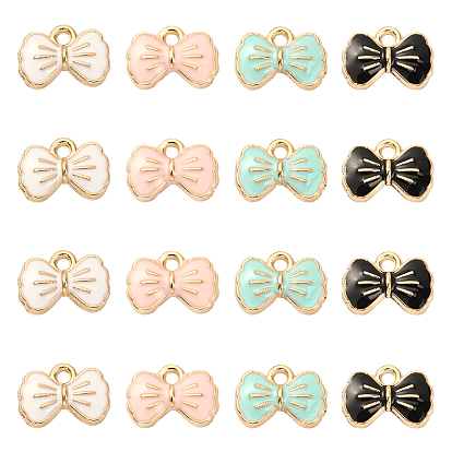 40 шт 4 цвета сплава эмалевые подвески, без кадмия и без свинца, золотой свет, бантом