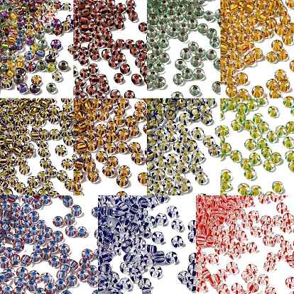 Прозрачные полосатые стеклянные бусины, круглые