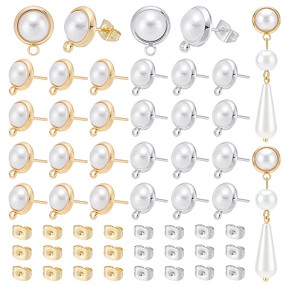 DIY Earring Making Kits, including Brass Stud Earring Findings, 304 Stainless Steel & Brass Ear Nuts