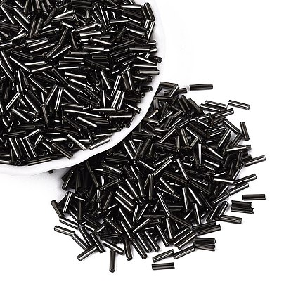 Silver Lined Glass Bugle Beads, Round Hole