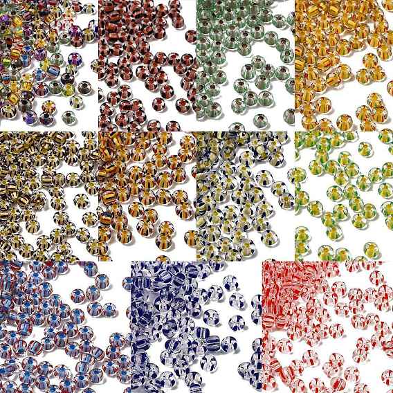 Прозрачные полосатые стеклянные бусины, круглые