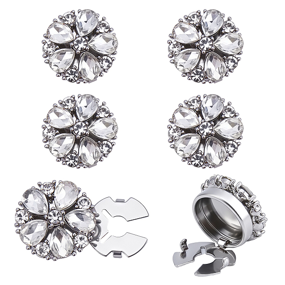 Gemelos de aleación y diamantes de imitación, hebillas para chales y capas, para accesorios de ropa, Platino