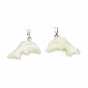Natural Trochid Shell/Trochus Shell Pendants, Dolphin Charms, with Platinum Tone Iron Findings