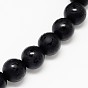 Natural Obsidian Round Carved Om Mani Padme Hum Beads Strands, Frosted