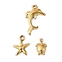 304 подвески из нержавеющей стали, ионное покрытие (ip), реальный 18 k позолоченный, черепаха, дельфин и морская звезда