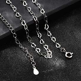 925 ожерелья из стерлингового серебра в форме сердца для женщин, родий, с печатью 925