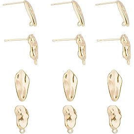 12шт 2 латунные серьги-гвоздики в стиле фурнитуры, с горизонтальными петлями и пластиковыми ушными гайками 30шт.