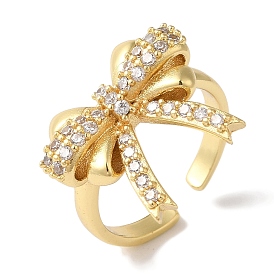 Открытые манжеты из латуни с бантом и микро-паве с прозрачным цирконием для женщин