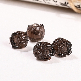 Natural Ice Obsidian Carved Rose Buds Beads