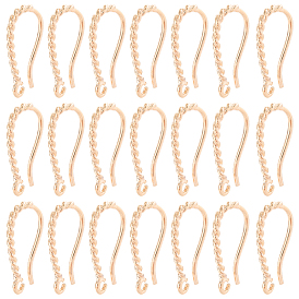 15 пары латунных крючков для сережек, с горизонтальными петлями, форма скручивания веревки