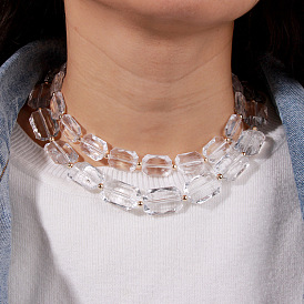 Geometric Transparent Acrylic Necklace Set - Creative Double Layer Collarbone Chains