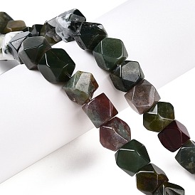 Natural Indian Agate Beads Strands, Faceted Cube