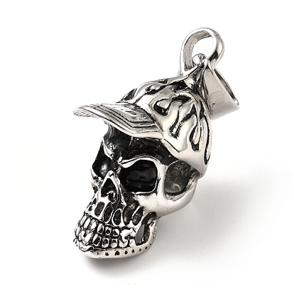 304 Stainless Steel Pendants, Skull with Hat