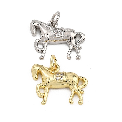 Латунные микропаве прозрачные подвески с фианитом, лошади прелести