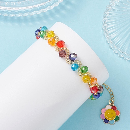 Регулируемые браслеты из стеклянного бисера с улыбающимся лицом для женщин, граненые