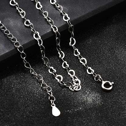 925 ожерелья из стерлингового серебра в форме сердца для женщин, родий, с печатью 925