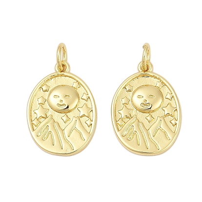 Латунные подвески, овал с солнцем и звездой, с целью перехода в кольце, без кадмия и без свинца, стойки покрытие, долговечный