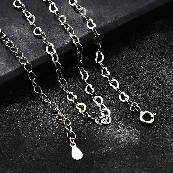 925 ожерелья из стерлингового серебра в форме сердца для женщин, родий, с печатью 925