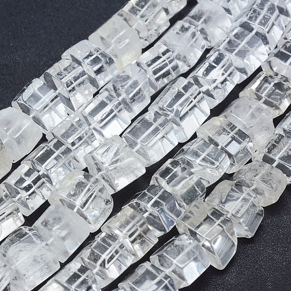 Natural Quartz Crystal Beads Strands, Rock Crystal Beads, Faceted, Column