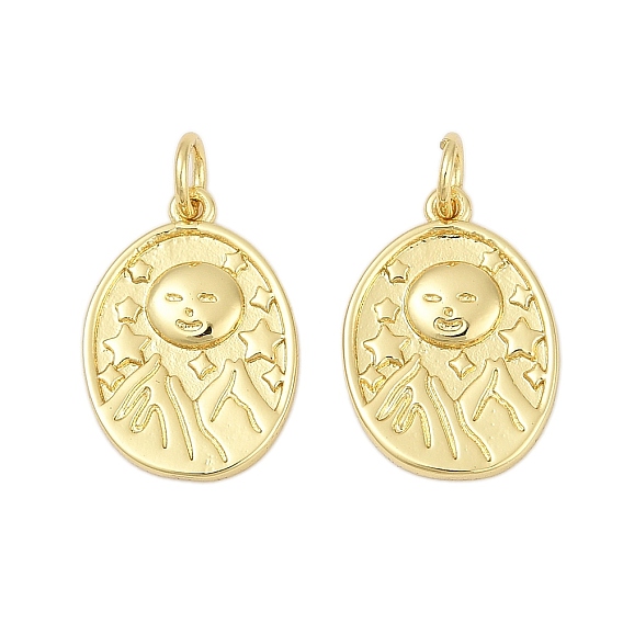 Латунные подвески, овал с солнцем и звездой, с целью перехода в кольце, без кадмия и без свинца, стойки покрытие, долговечный