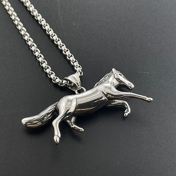 Стильные 304 подвески из нержавеющей стали в виде бегущей лошади для мужчин, панк хип-хоп украшения