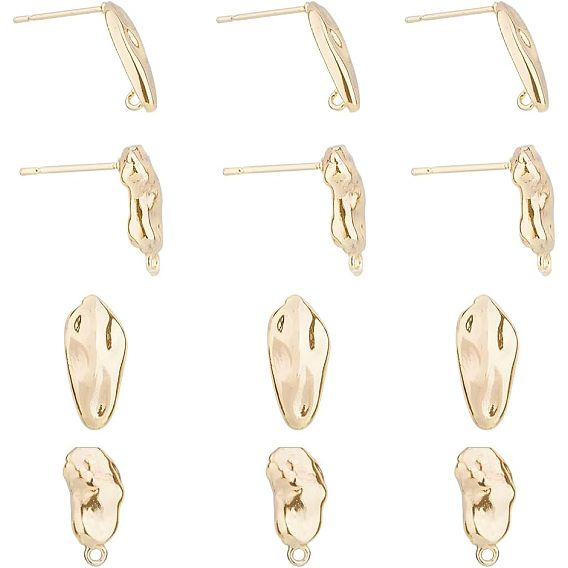 12шт 2 латунные серьги-гвоздики в стиле фурнитуры, с горизонтальными петлями и пластиковыми ушными гайками 30шт.