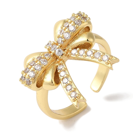 Открытые манжеты из латуни с бантом и микро-паве с прозрачным цирконием для женщин