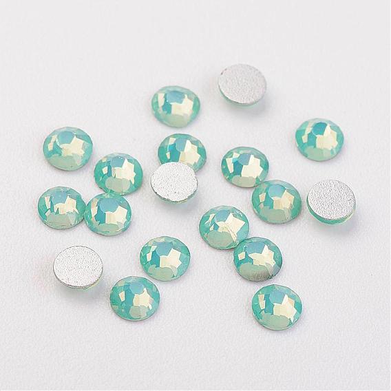 Glass Flat Back Rhinestone Cabochons, Back Plated, Half Round