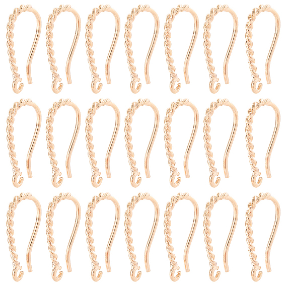 15 пары латунных крючков для сережек, с горизонтальными петлями, форма скручивания веревки