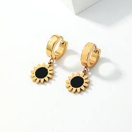 Elegant Sunflower Shaped Hoop Earrings for Women, Classic and Versatile