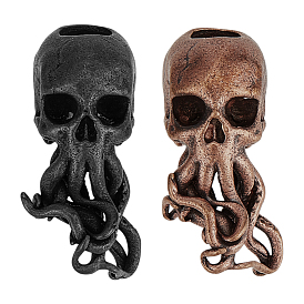 2шт 2 стили латунные европейские бусины, бусины с большим отверстием, череп осьминога