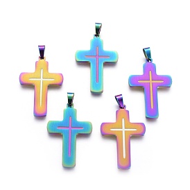 Ion Plating(IP) 304 Stainless Steel Pendants, Cross